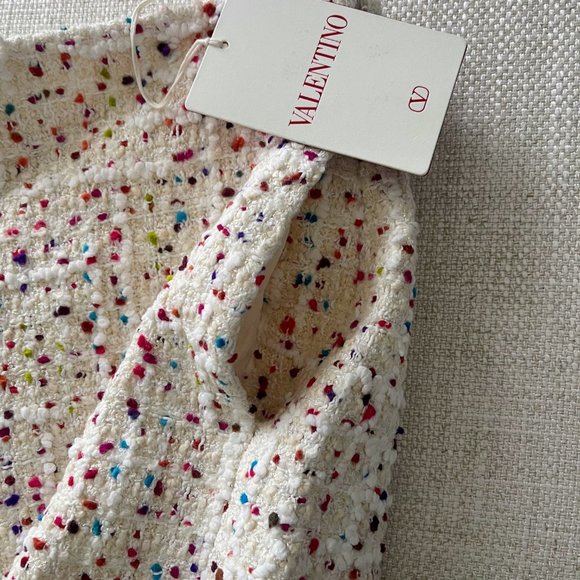 NEW WITH TAGS! VALENTINO IVORY MULTICOLOR COTTON TWEED SHORTS - Picture 5 of 13